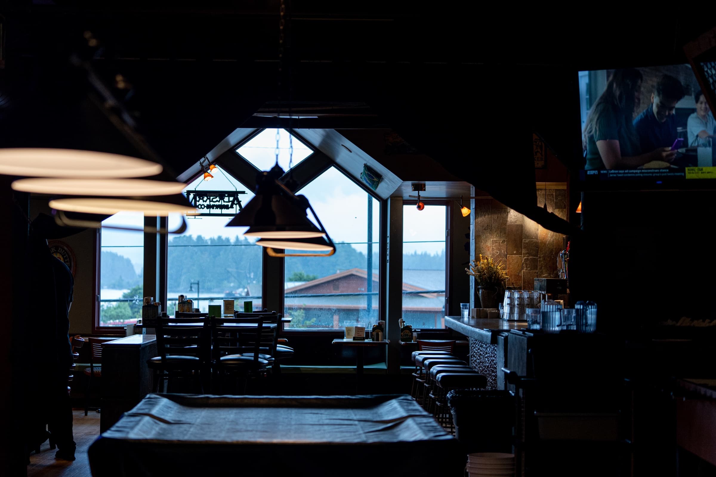 Dining room seating inside Bayview Pub.